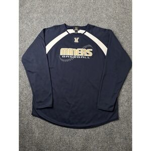 Mens Long Sleeve X-Grain Miners Baseball Navy Jersey, Size 2XL